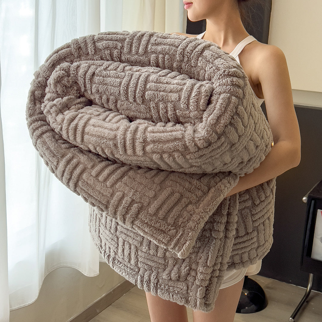 Textured Plush Throw Blanket