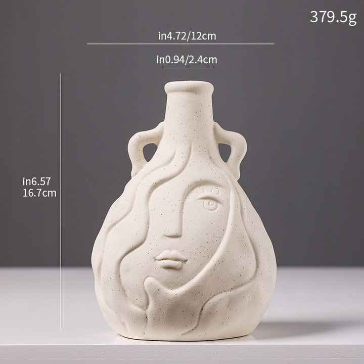 Artistic Face-Shaped Ceramic Vase