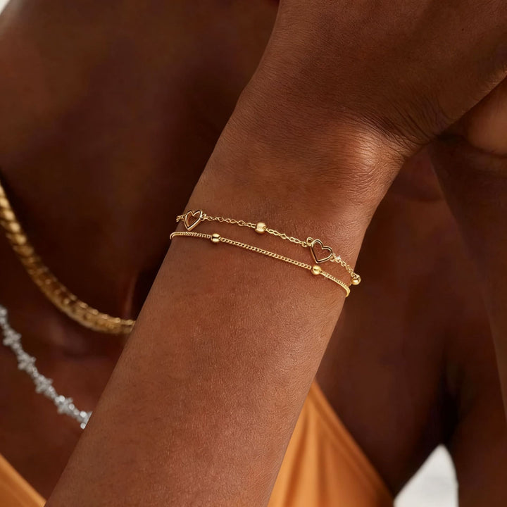 Heart Charm Layered Bracelet Stornfield