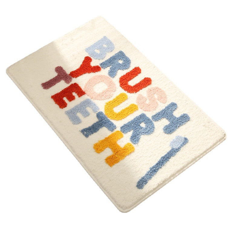 Plush Bathroom Mat with Motivational Phrase