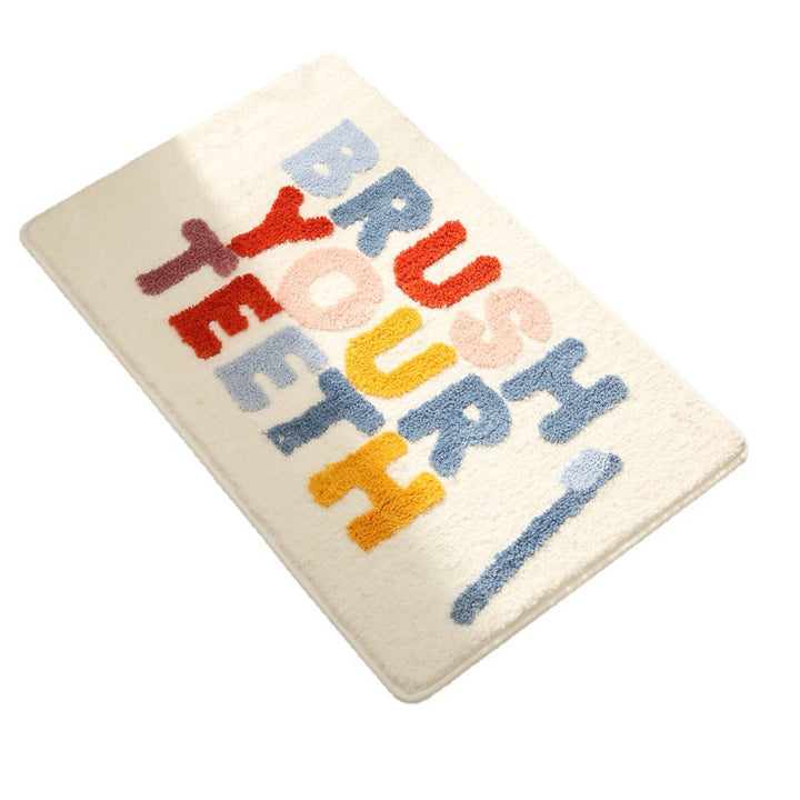 Plush Bathroom Mat with Motivational Phrase