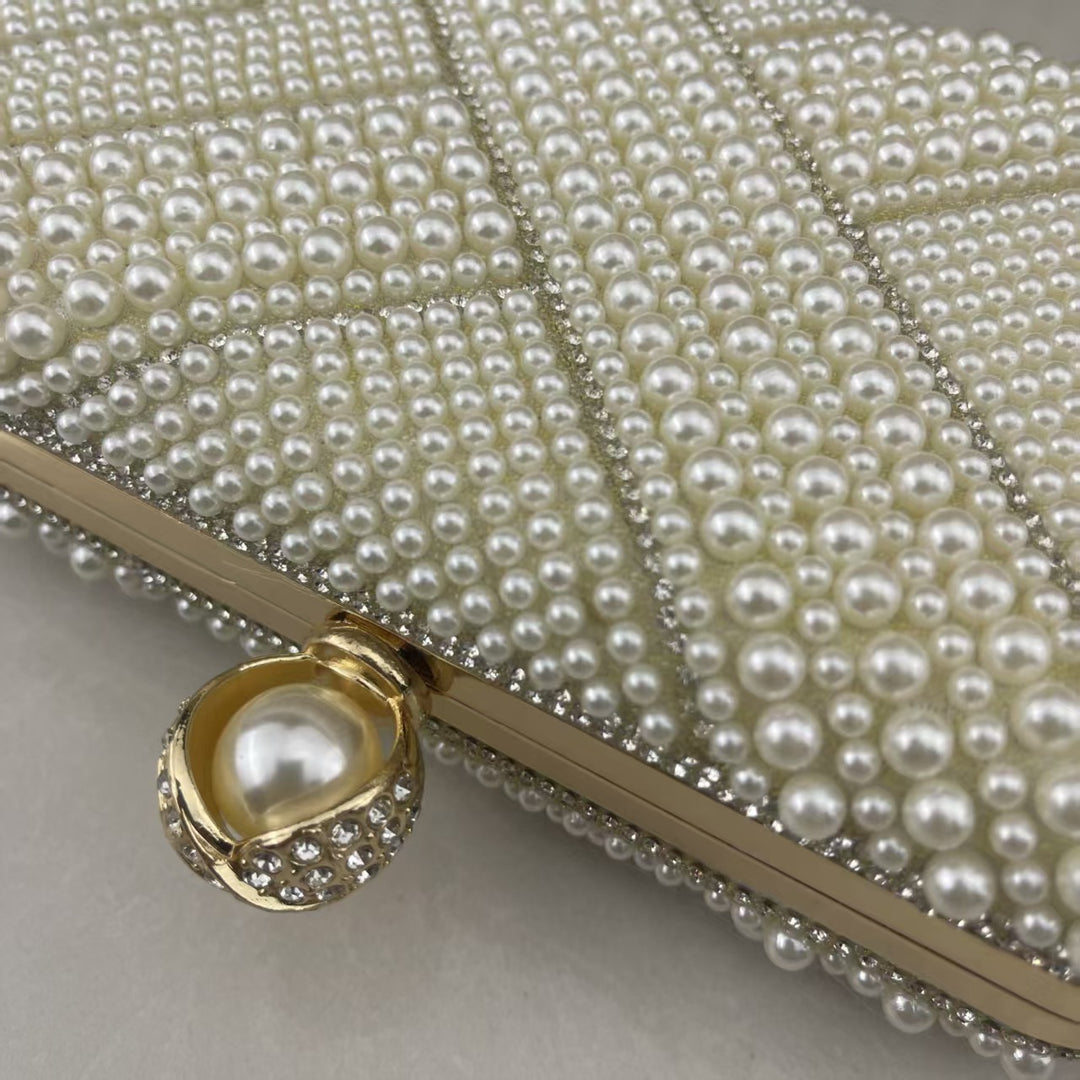 Pearl-Embellished Evening Clutch