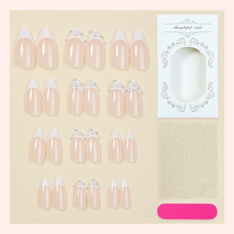 Elegant Press-On Nail Set with Pearlescent Accents Stornfield