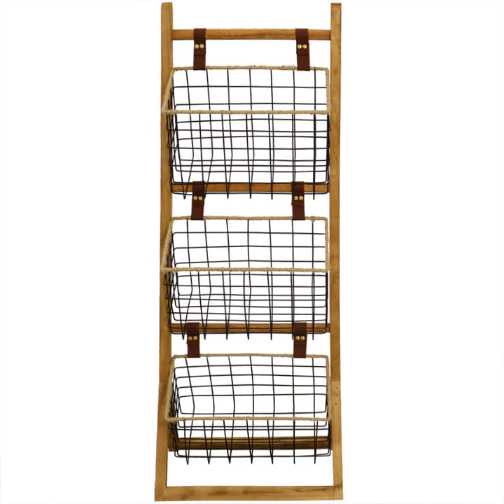 High-quality storage tower made of wood with metal baskets Stornfield
