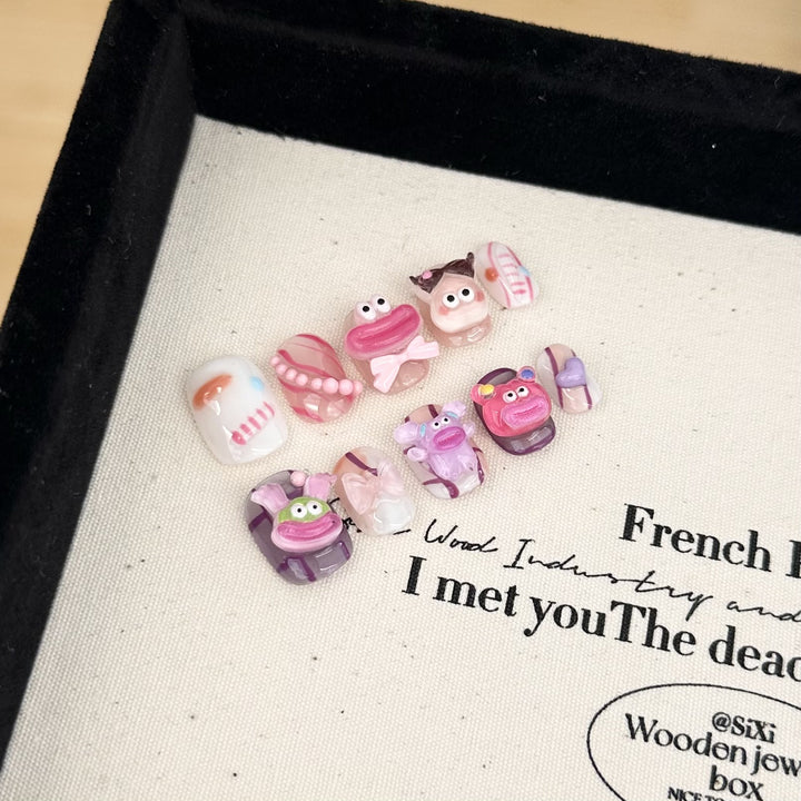 Playful Cartoon Character Nail Art Set