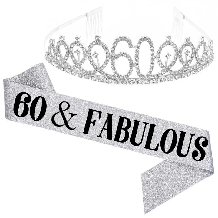 Girl Glittering Birthday Crown and Sash Set Stornfield