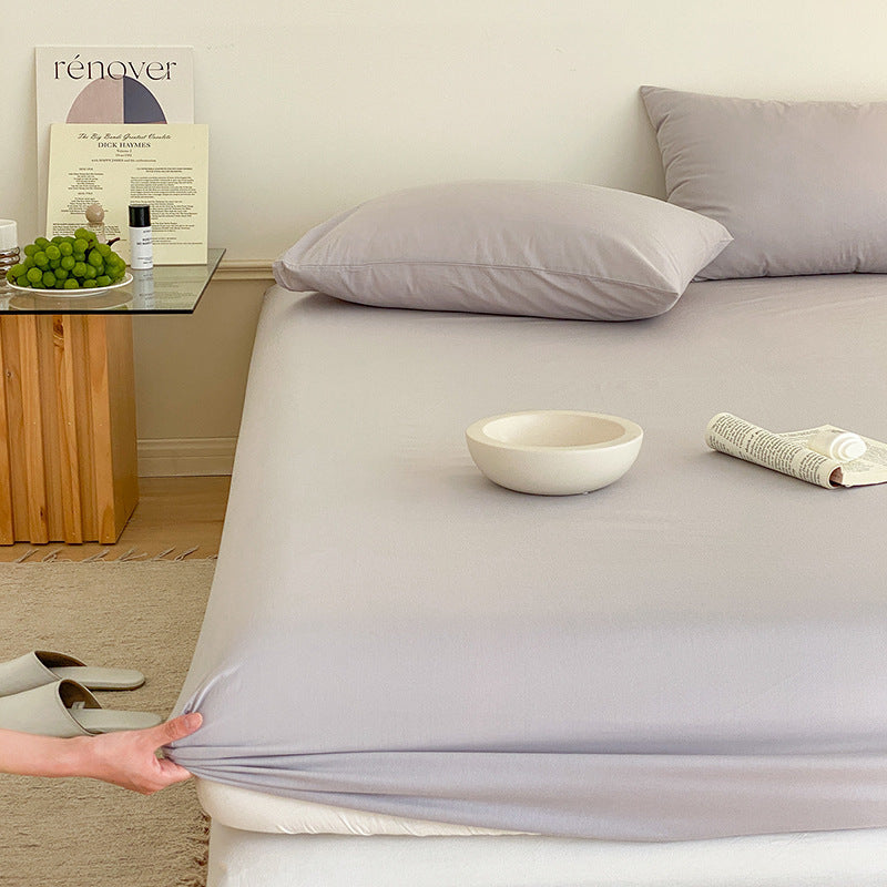 Deep-Pocket Elasticized Fitted Sheet Set with Sateen-Feel Pillowcases