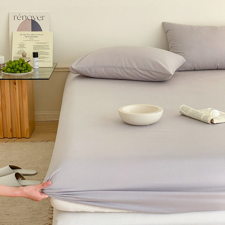 Deep-Pocket Elasticized Fitted Sheet Set with Sateen-Feel Pillowcases