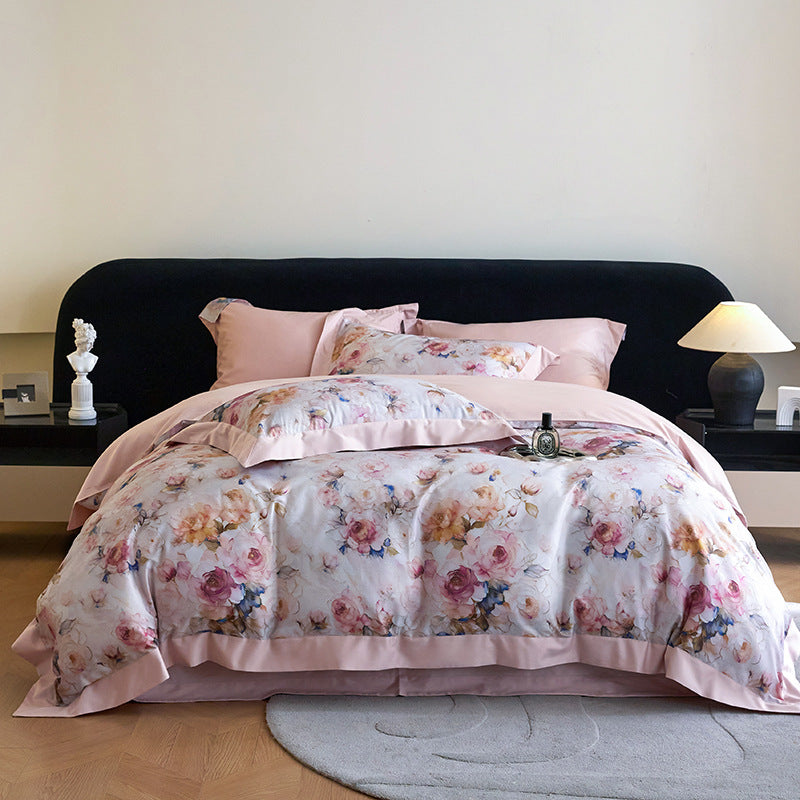 Luxury Floral Cotton Sateen Duvet Cover Set