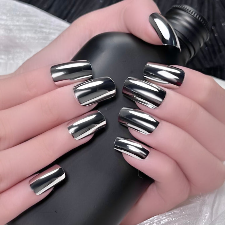Chrome Finish Press-On Nails Stornfield