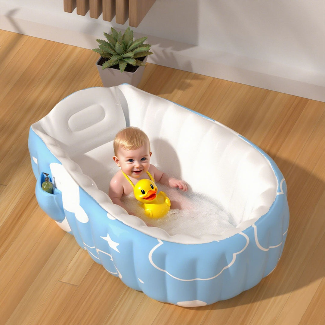 Unisex Inflatable Comfort Bathtub with Side Shelves Stornfield