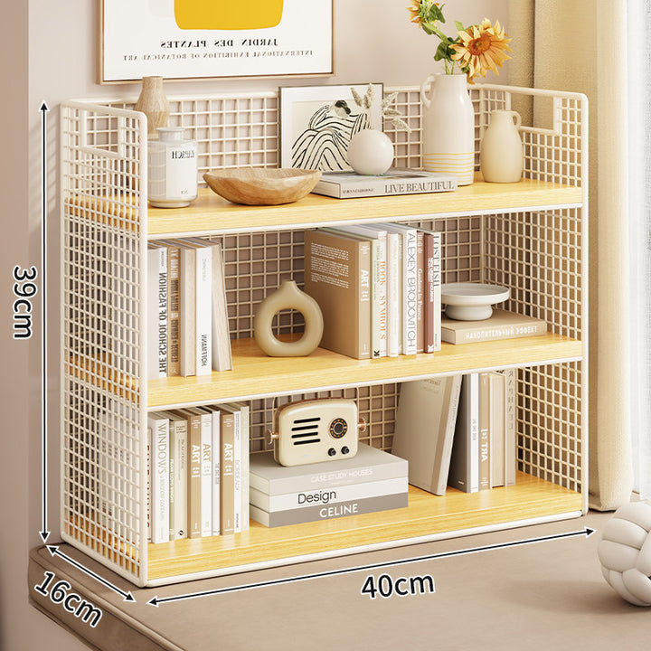 Tiered Metal Grid Countertop Display Shelf Organizer with Open Mesh Panels