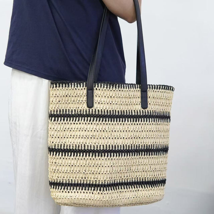 Beach bag with modern stripes and robust carrying straps Stornfield