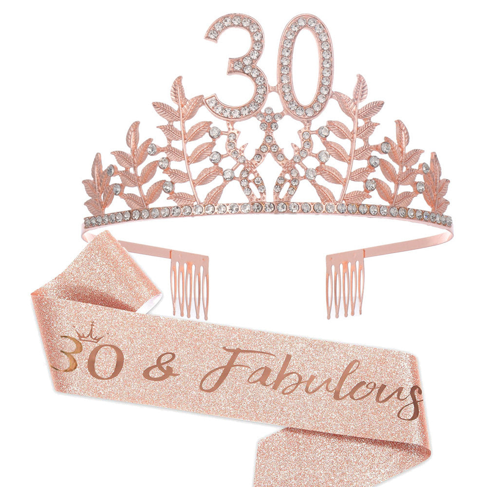 Women's Glamorous Birthday Crown with Shining Rhinestones Stornfield