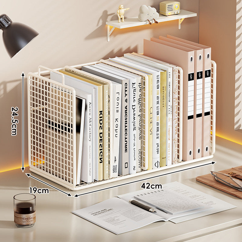 Desktop Metal Mesh Multi-Section Book and File Organizer Shelf