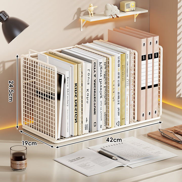 Desktop Metal Mesh Multi-Section Book and File Organizer Shelf