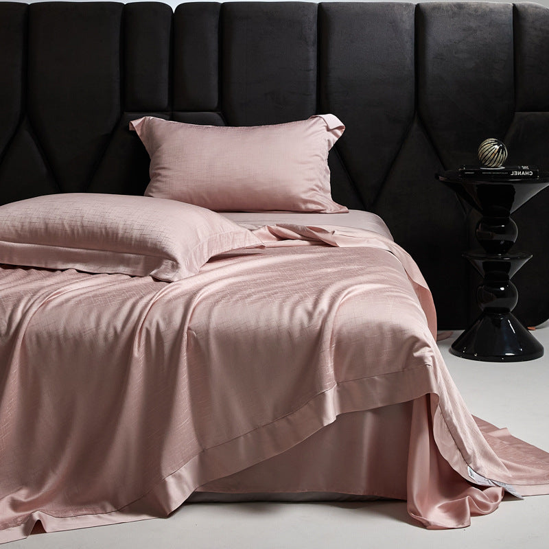 Silk-matte satin bedding set with fine texture and hotel border