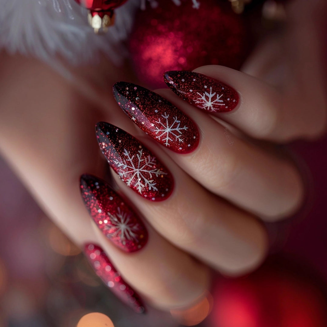 Glittering artificial nails with winter design Stornfield