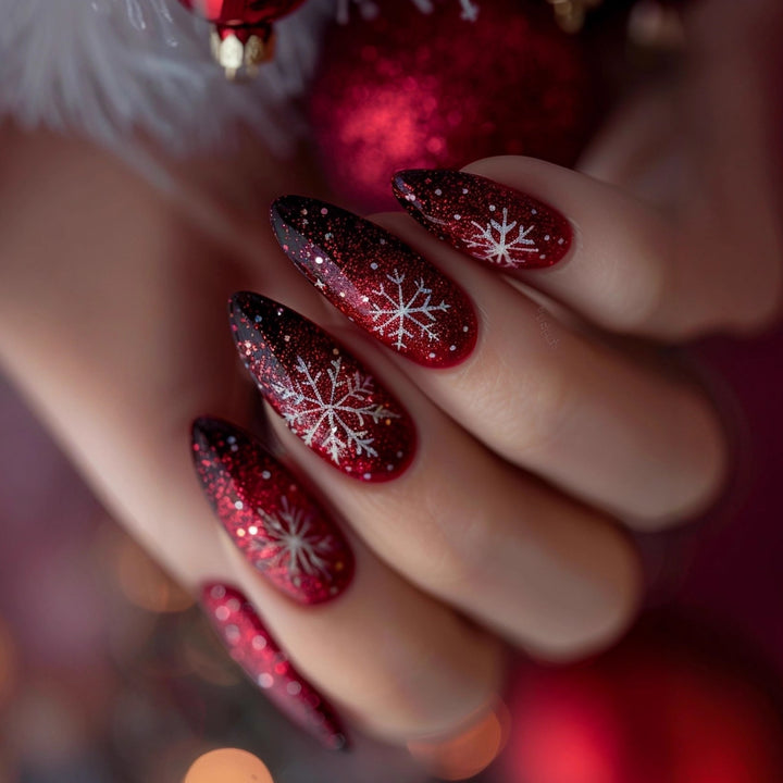 Glittering artificial nails with winter design Stornfield
