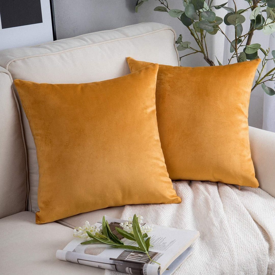 Plush Velvet Lumbar and Square Throw Pillow Covers