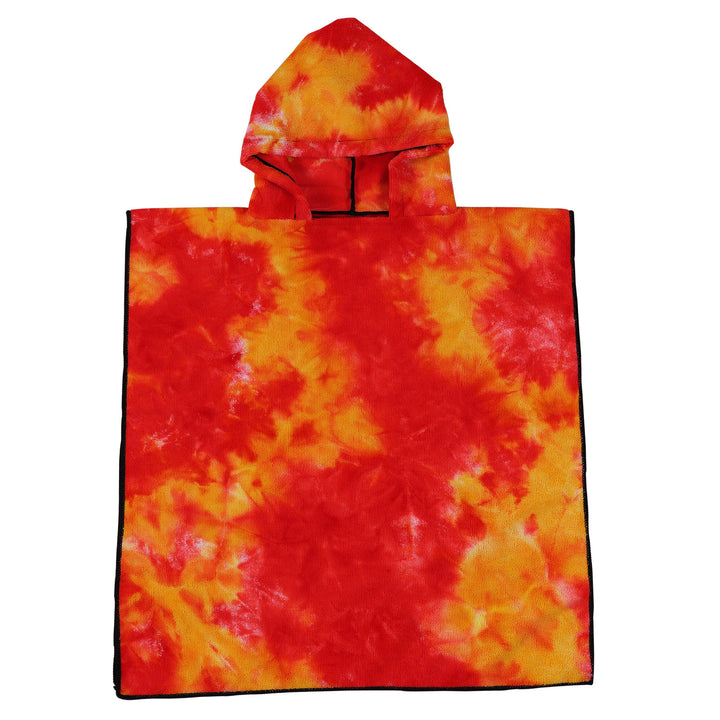 Women's Fleece Poncho with Hood and Colorful Tie-Dye Design Stornfield