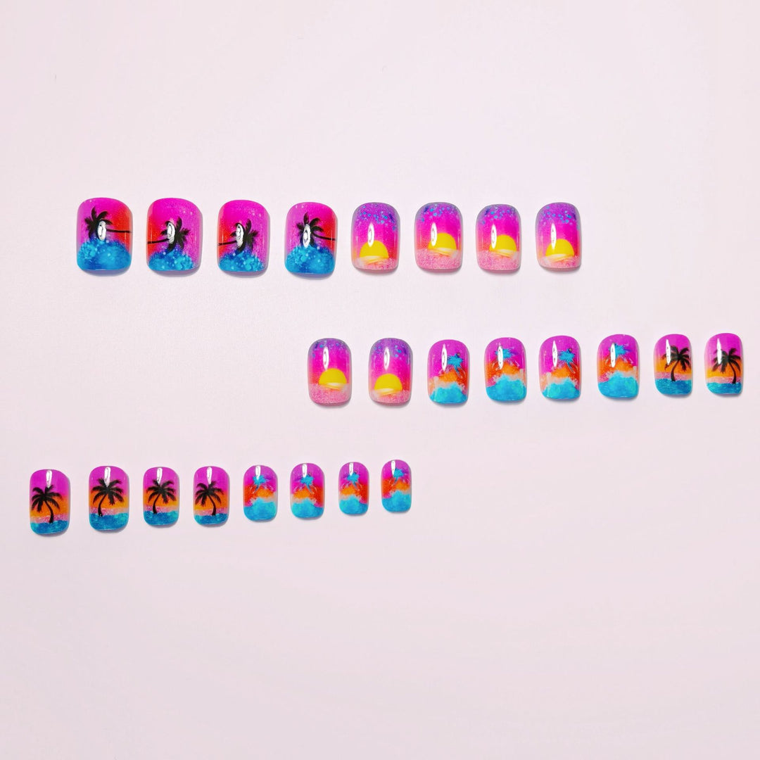 Artificial nails with luminous sunset design Stornfield