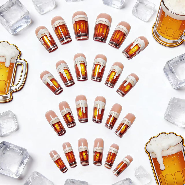 Artificial nails with Creative Beer Glass Design Stornfield