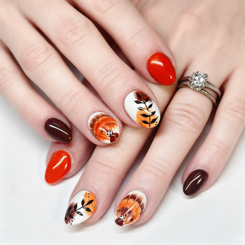 Fall-Themed Decorative Press-On Nail Art Set Stornfield