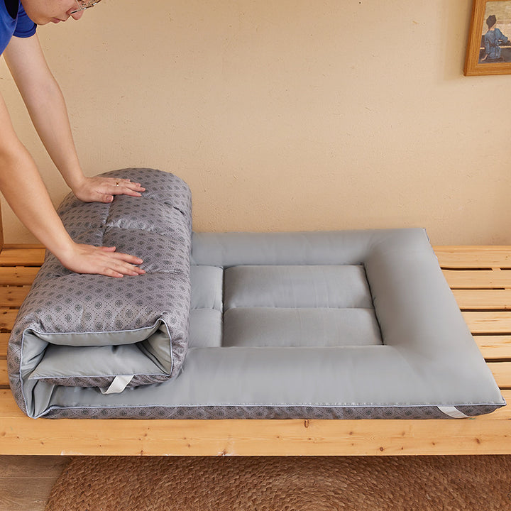 Japanese futon topper made of microfiber with triple foldable design and high point elasticity