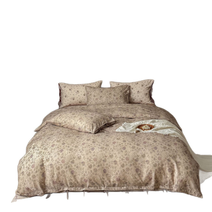 Floral Cotton Percale Duvet Cover Set with Tie-Closure