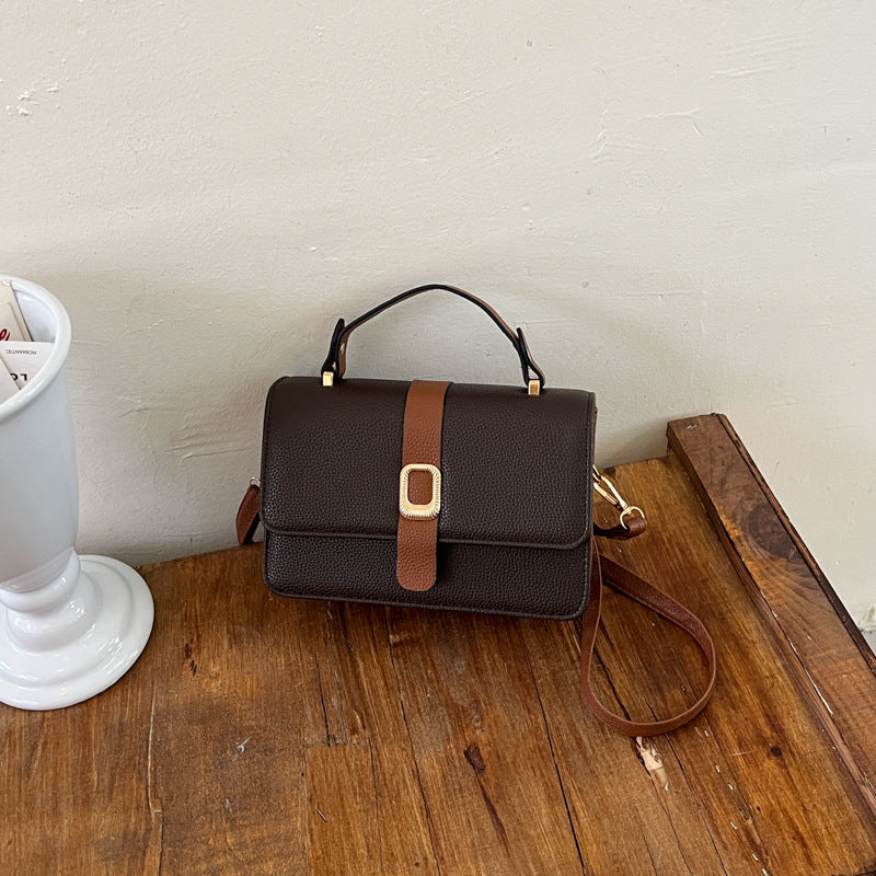 Structured Handheld Leather Satchel