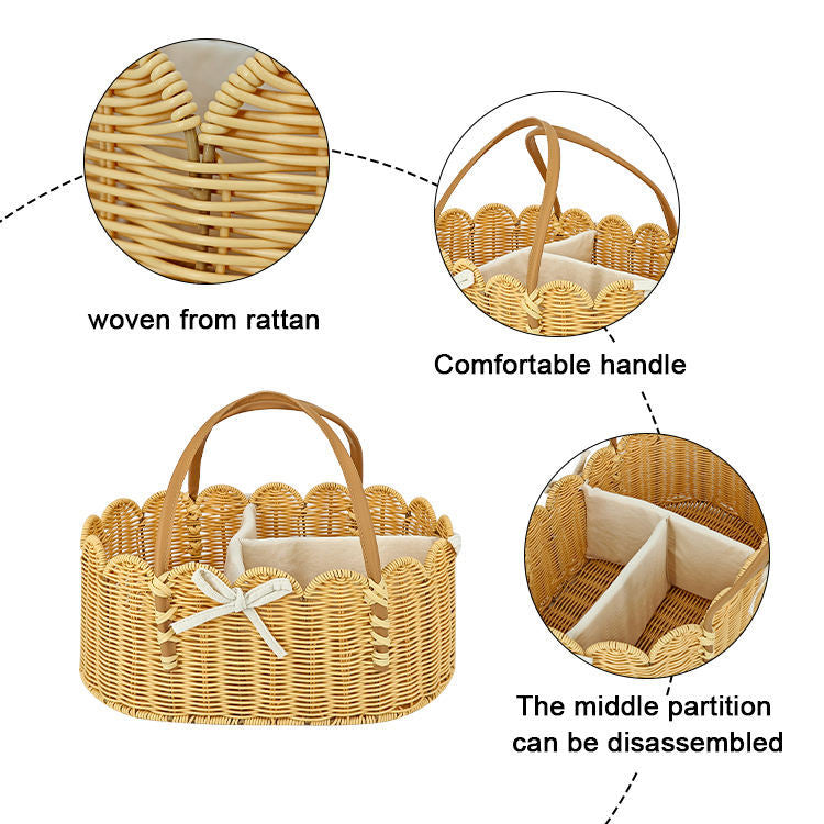 Charming storage basket with leather handles Stornfield