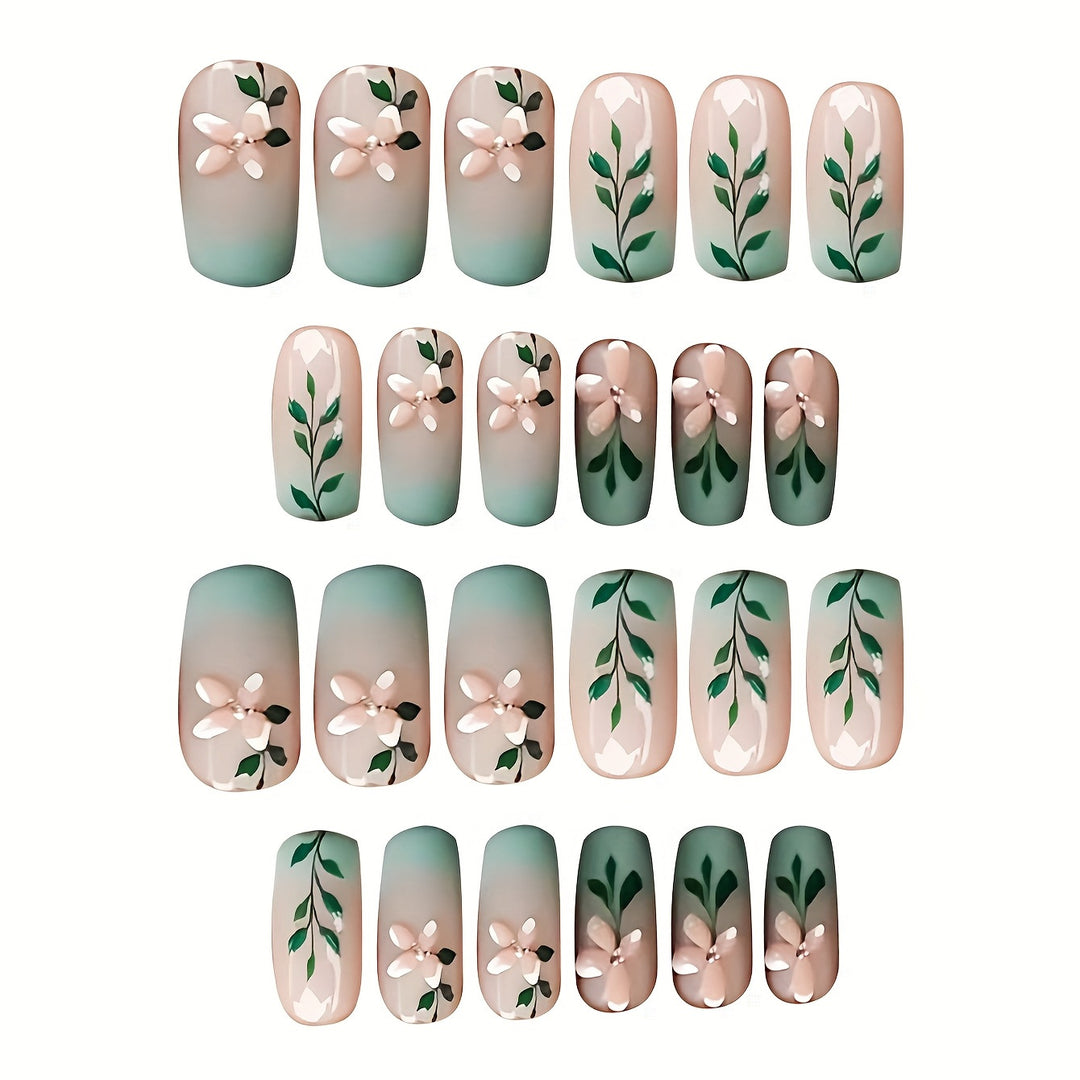 Floral Design Press-On Nail Set Stornfield