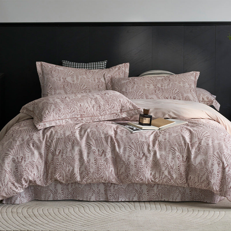 Luxury Cotton Sateen Geometric Duvet Cover Set with Pillowcases