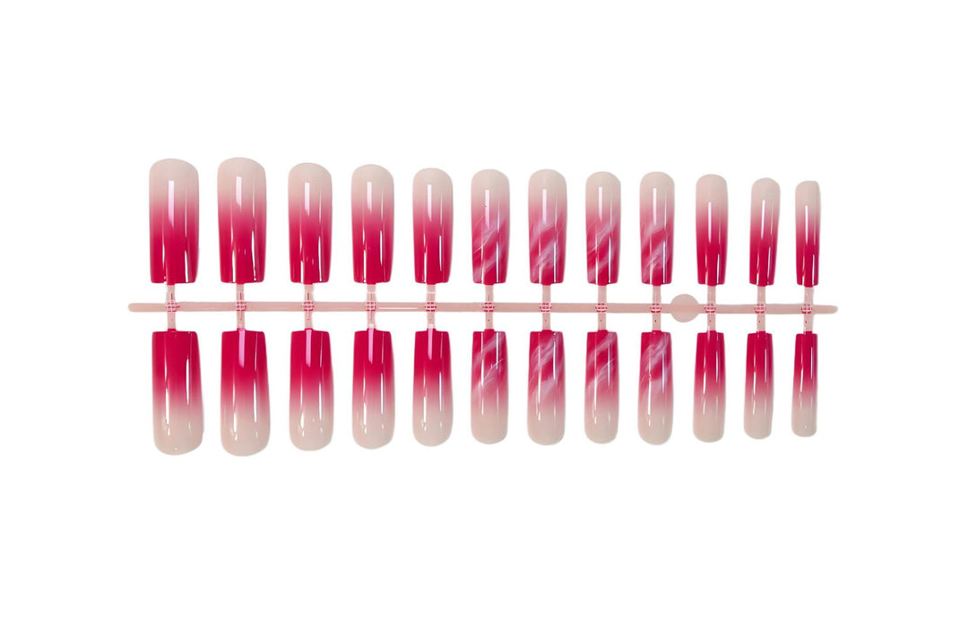Artificial nail set with elegant ombre and glitter accents Stornfield