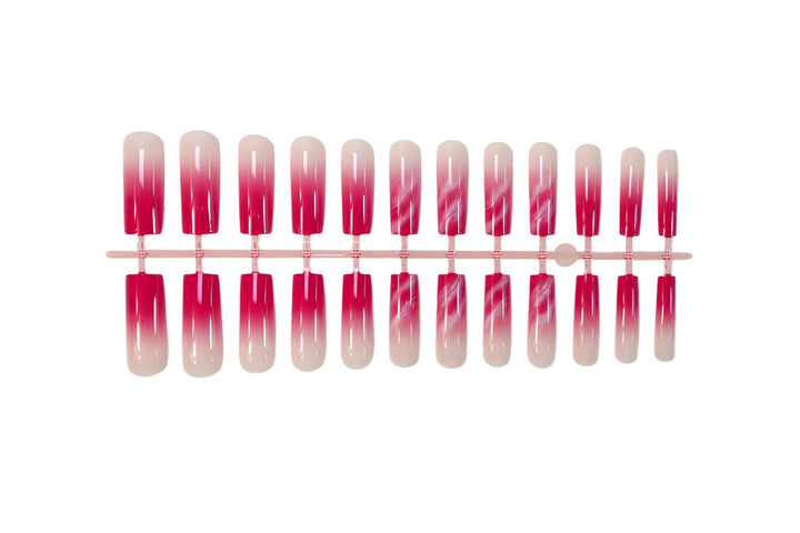 Artificial nail set with elegant ombre and glitter accents Stornfield