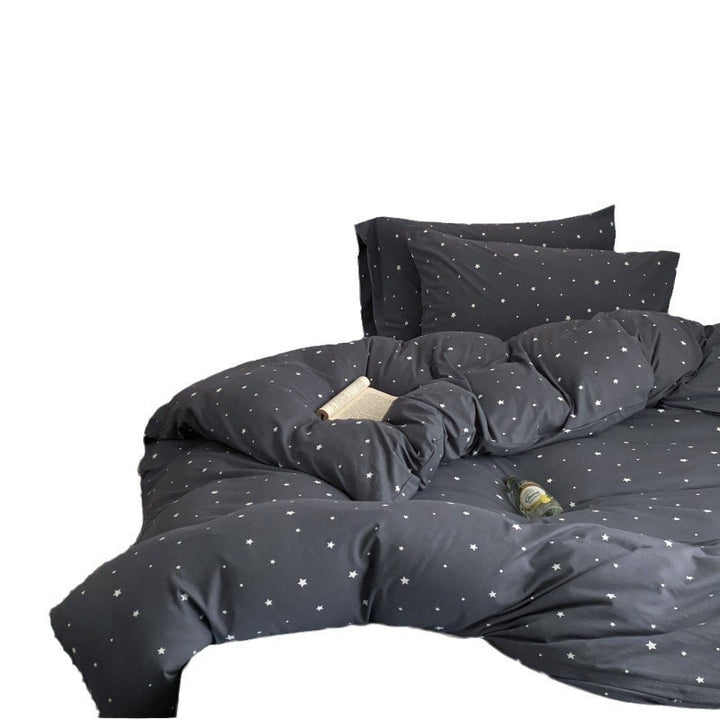 Bedding set made of soft cotton percale with a minimalist star pattern