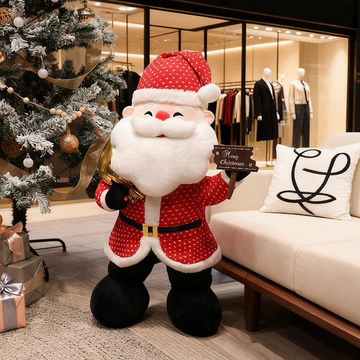 Life-Size Standing Plush Santa Decoration with Embroidered Face & Weighted Base Stornfield