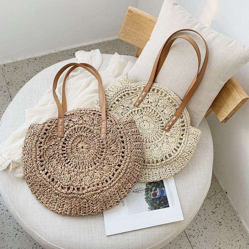 Handmade Round Bag Made of Natural Bast Stornfield
