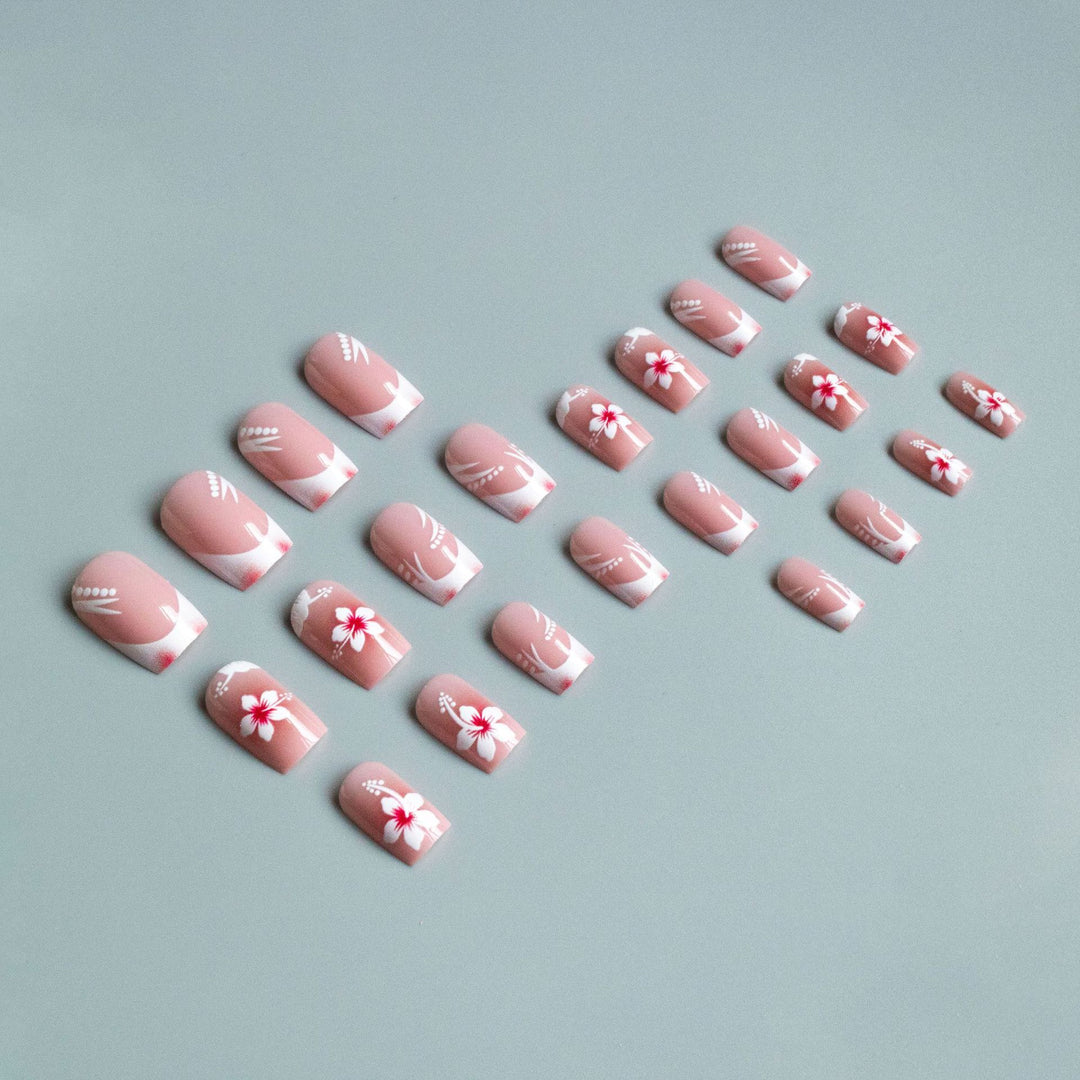 Floral French Tip Nail Art Set