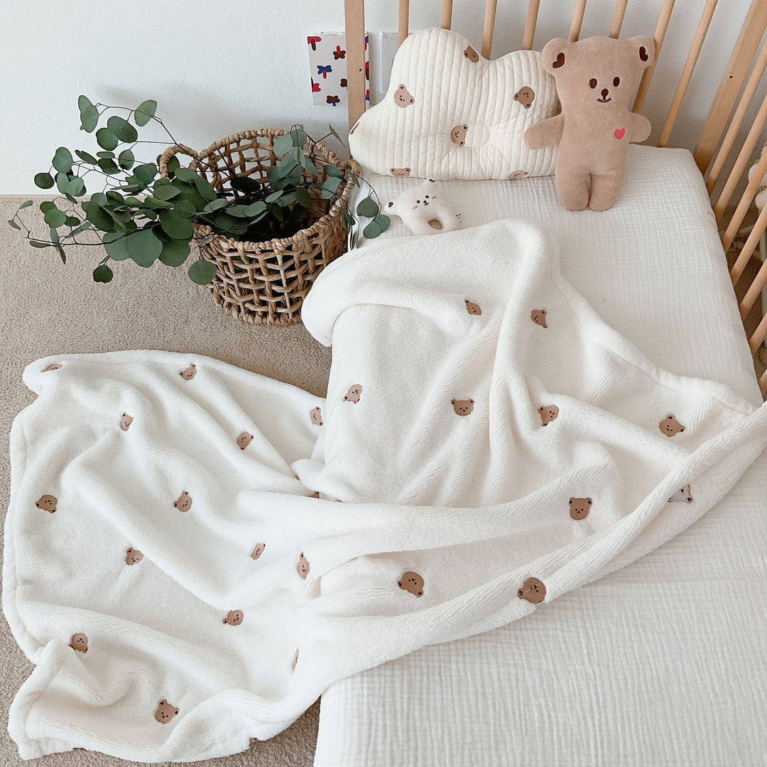 Soft Floral Embroidered Throw Blanket