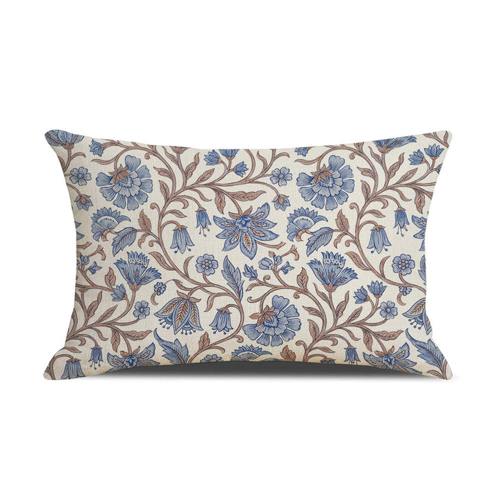 Rectangular Linen-Blend Floral Throw Pillow Cover