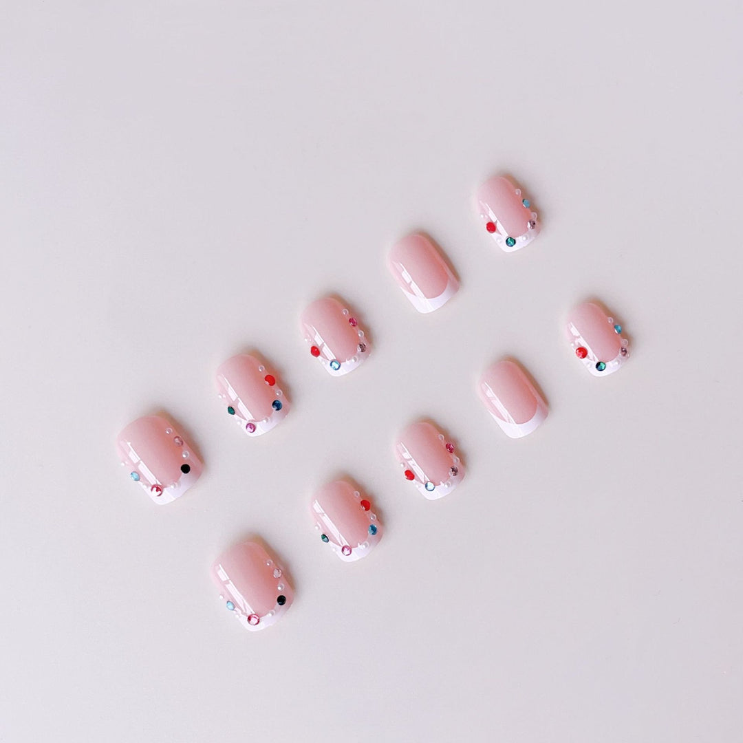 Nail art set with elegant rhinestone decorations and fashionable French design Stornfield