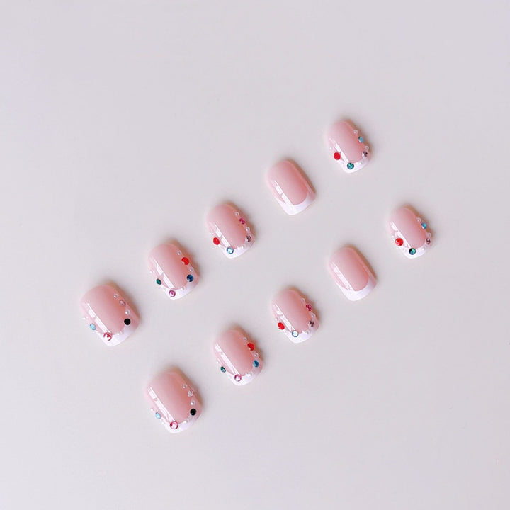 Nail art set with elegant rhinestone decorations and fashionable French design Stornfield