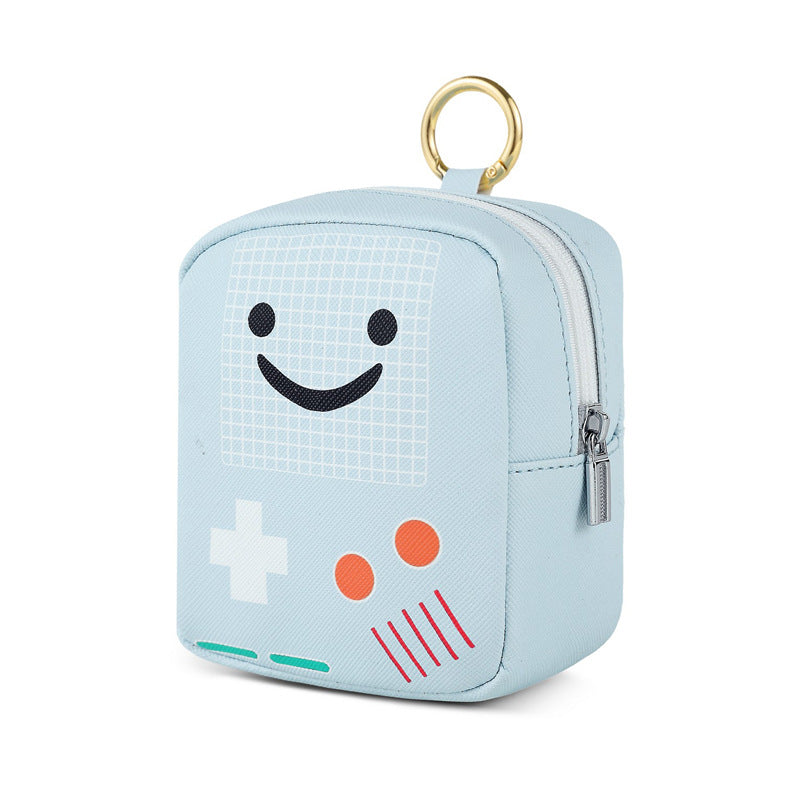 Compact Illustrated Zippered Cosmetic Pouch