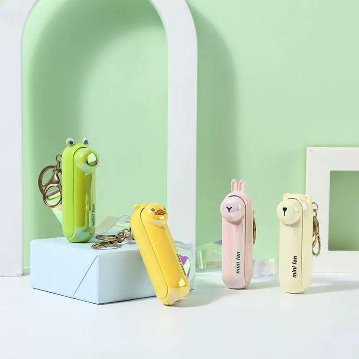 Unisex One Size Rechargeable Keychain Handheld Mini Fan with Wrist Strap and Novel Frog Charm Stornfield