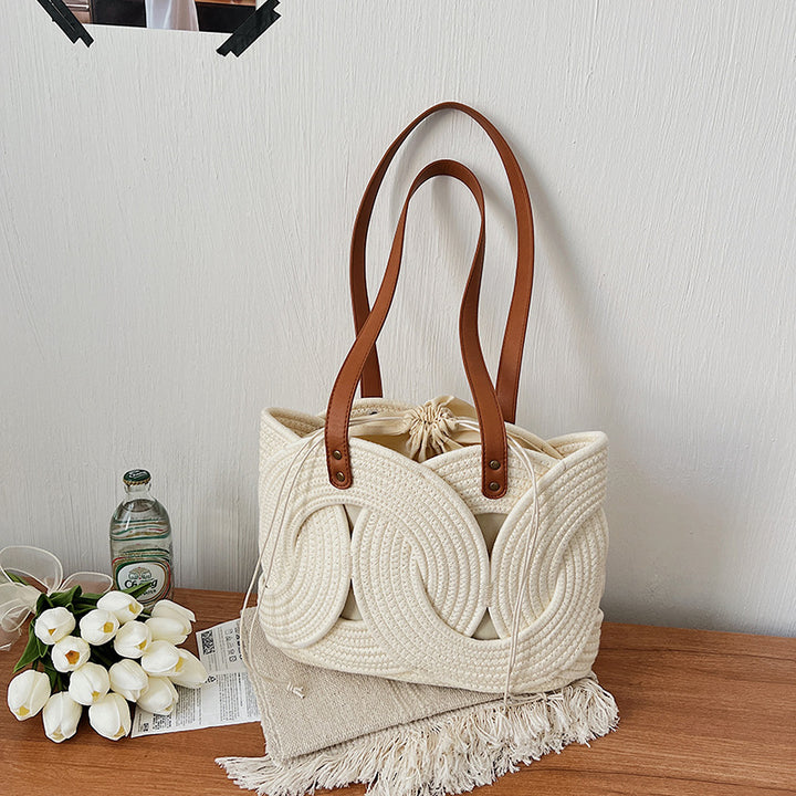 Woven Handle Tote Bag