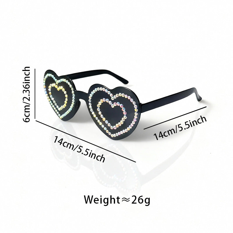 Rhinestone-Embellished Heart-Shaped Sunglasses Stornfield 1787141238