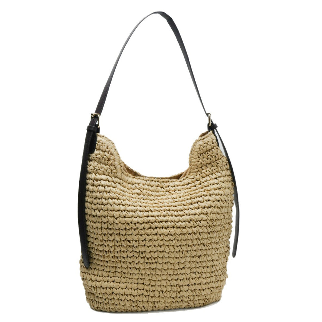 Braided Shoulder Bag Made of Natural Material with Elegant Leather Accents Stornfield