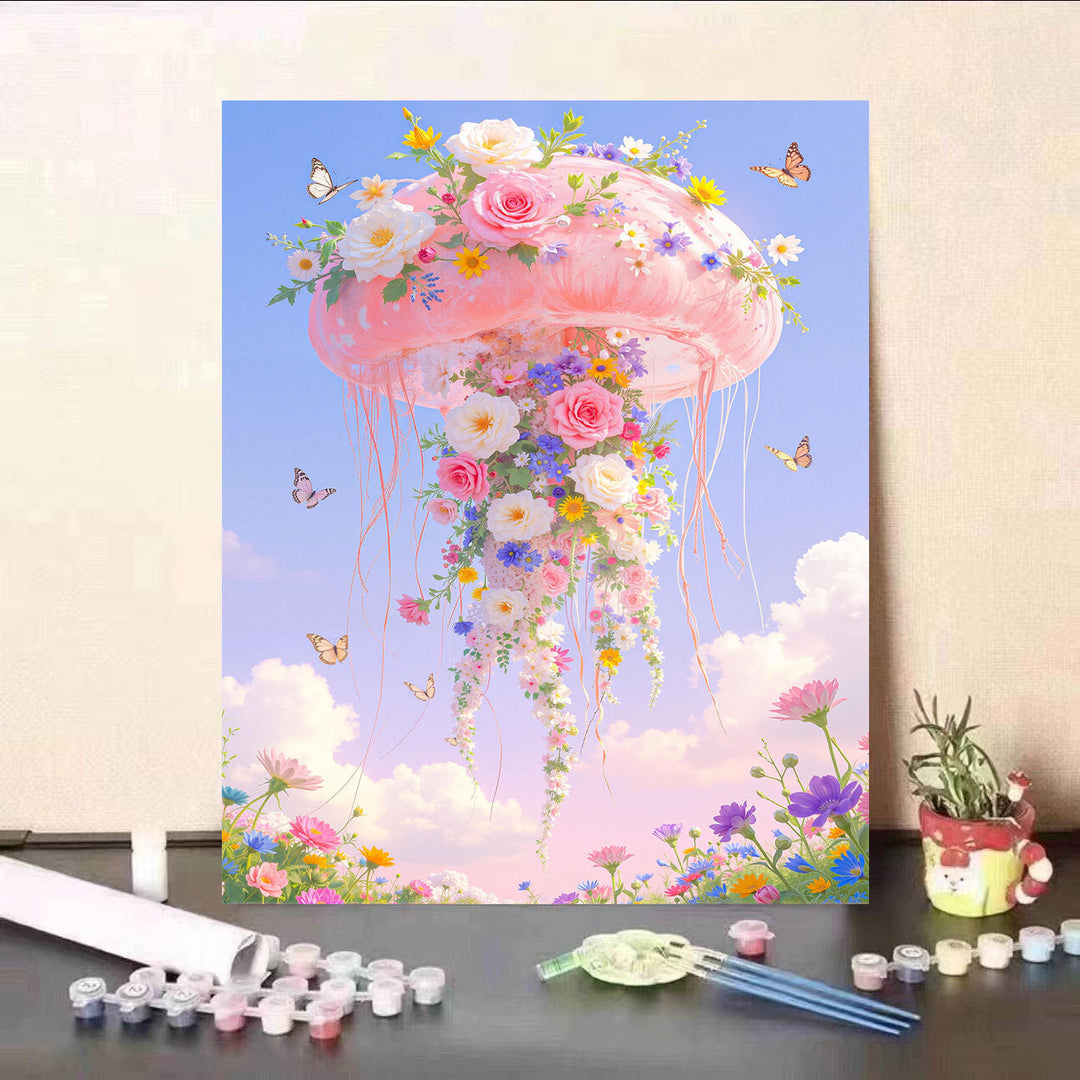 Floral Jellyfish Canvas Print Stornfield